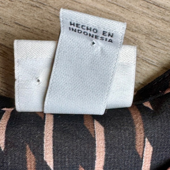 A New Day Black Tan Abstract Print Long Sleeve Blouse Size S - Picture 3 of 8